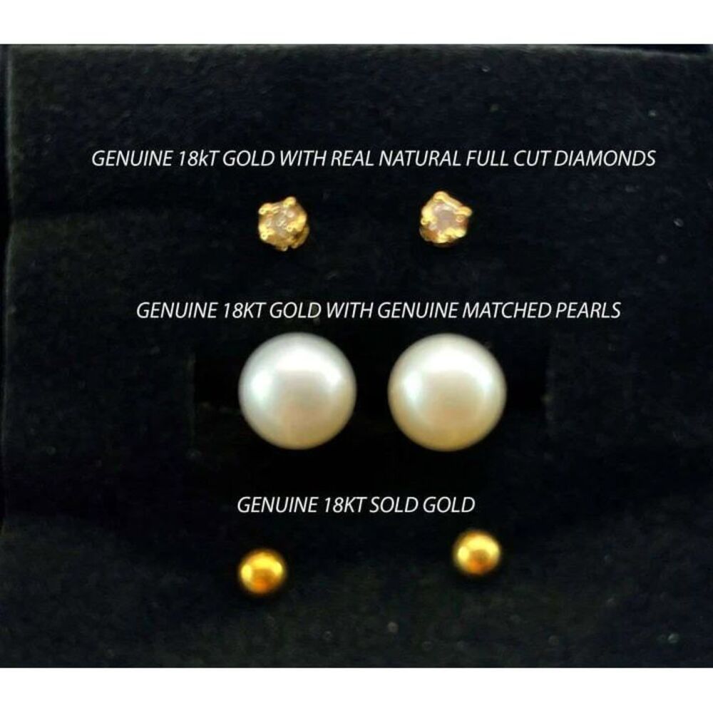 SPECIAL -3 PAIR OF 18k SOLID GOLD EARRINGS IN GIFT BOX